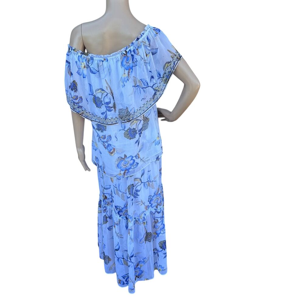 WHBM Floral 2 Pc Off Shoulder Maxi Skirt Set M - Picture 3 of 16